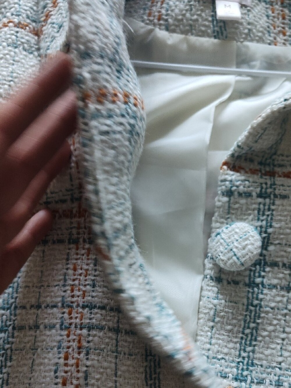 LC Lauren Conrad Cream Plaid Cropped Tweed Jacket - Picture 10 of 10